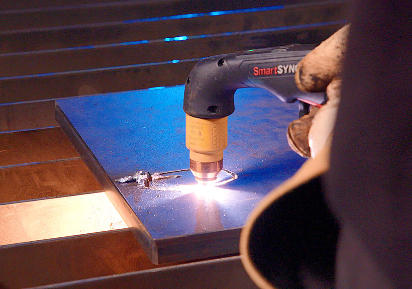 This image shows the torch cutting.