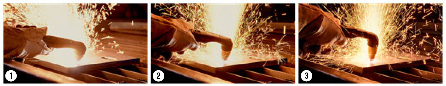 This image shows the progression of a rolling pierce.