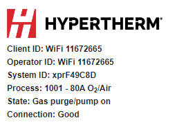 This image shows the plasma power supply and connection information shown in the web interface.
