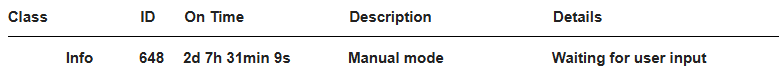 This image shows an example Information diagnostic code 648 that occurs if the manual-set mode is enable and the remote on-off switch is in the ON position when power is supplied to the cutting system.