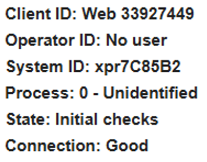 This image shows details that identify the device or client that has control of the plasma power supply.