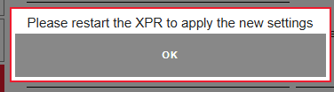 This image shows an example prompt to restart your cutting system from the XPR web interface.