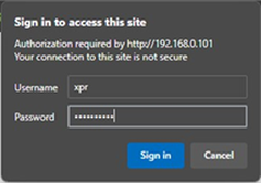 This image shows the Sign in to access this site prompt that shows the first time a user attempts to access the site.