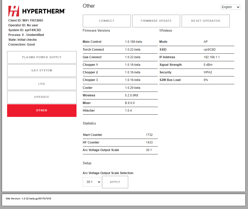 The Connect button on the Other screen