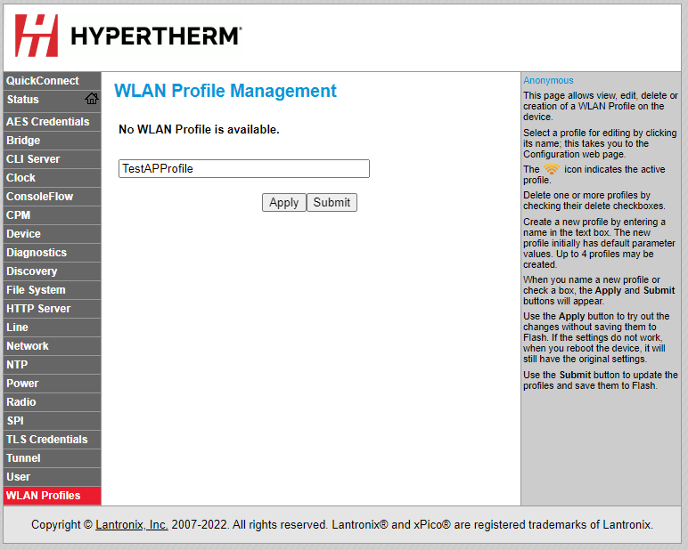 장치 설정 화면에서 WLAN 프로파일을 선택합니다.